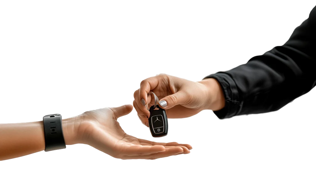 Handing over the keys of a hire car in Marbella